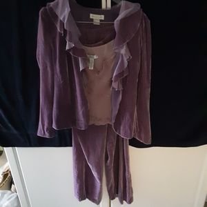 Purple velvet pantsuit with sleeveless top